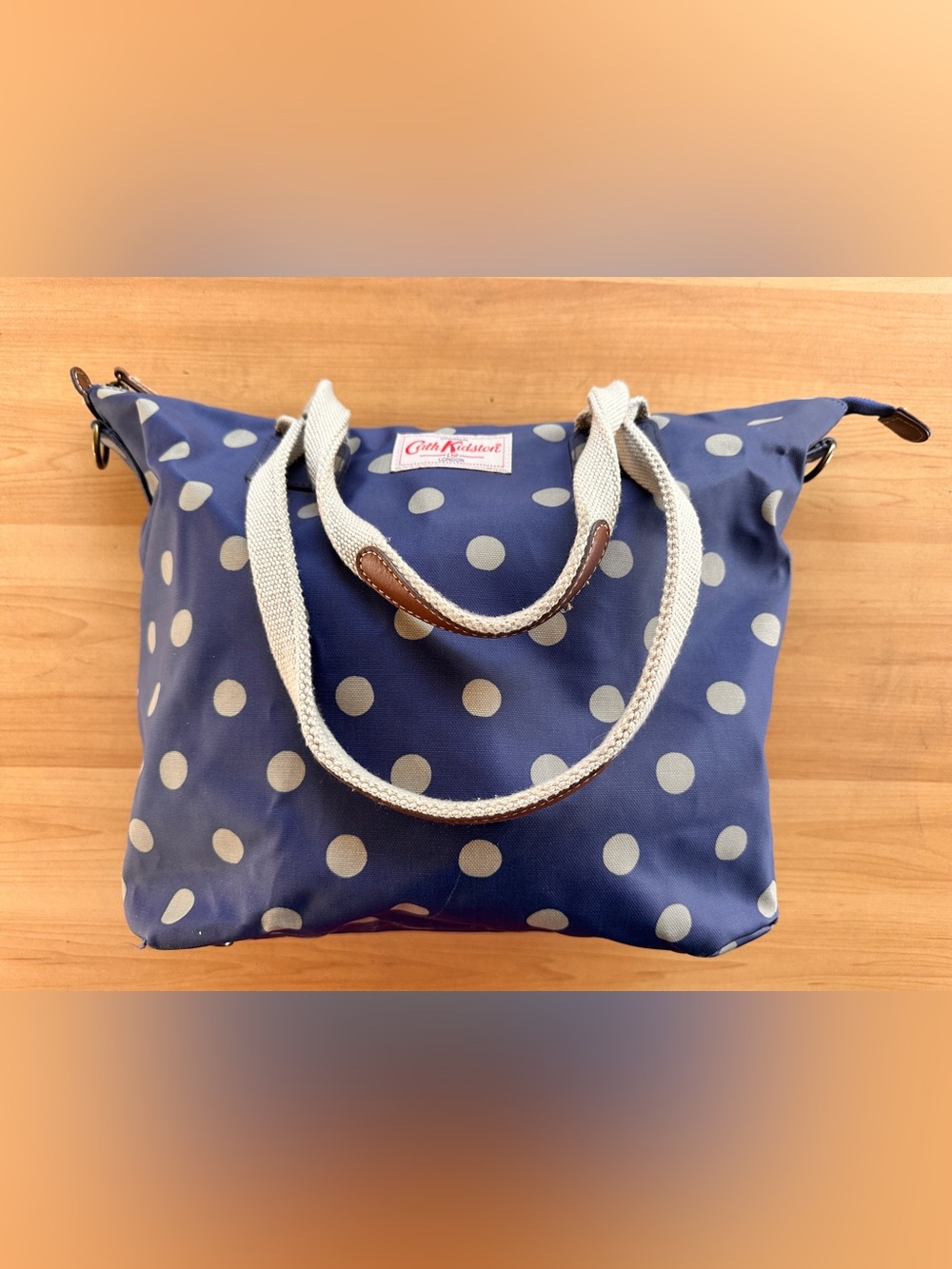 Cath Kidston Navy and Cream Polka Dot Tote - Picture 2 of 14